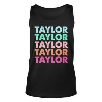 Swiftie Merch Funny Modern Repeated Text First Name Taylor Unisex Tank Top | Mazezy