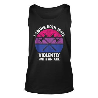 I Swing Both Ways Violently With An Axe Bisexual Lgbt Pride Tank Top | Mazezy CA