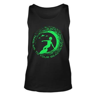Take Me To Your Beaches Alien Unisex Tank Top - Monsterry