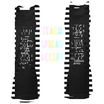 Teach Bravery Spread Kindness Accept Differences Autism Unisex Tank Top | Mazezy