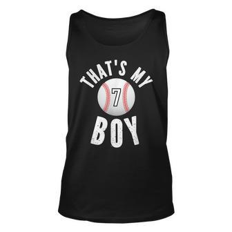 Thats My Boy Baseball Jersey Number 7 Vintage Mom Dad Unisex Tank Top - Seseable