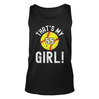 Thats My Girl Jersey Number 55 Vintage Softball Mom Dad Unisex Tank Top - Seseable