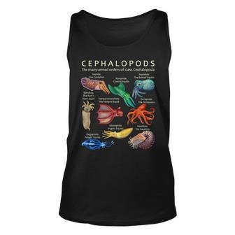 The Cephalopod Octopus Squid Cuttlefish And Nautilus Unisex Tank Top | Mazezy