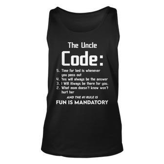 The Uncle Code Cool 5 Things 1 Rule Is Fun Is Mandatory Unisex Tank Top - Seseable