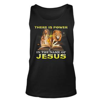 There Is Power In The Name Of Jesus Christian God Bible Lion Unisex Tank Top - Seseable