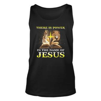 There Is Power In The Name Of Jesus Lion Christian Unisex Tank Top - Seseable