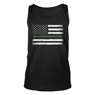 Thin Green Line Flag Military Family Vintage Patriotic Unisex Tank Top - Seseable