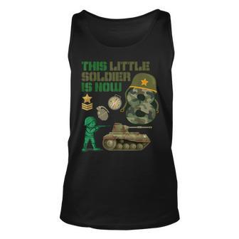 This Little Soldier Is Now 8 Army Tank 8Th Birthday Unisex Tank Top - Seseable