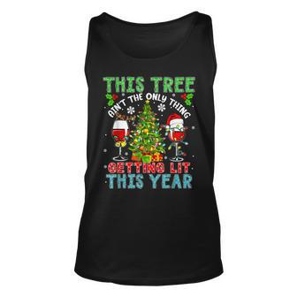 This Tree Aint Only Thing Getting Lit Xmas Two Santa Wines Unisex Tank Top - Seseable