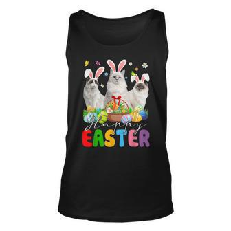 Three Bunny Ragdoll Cats & Easter Egg Basket Easter Day Kids Tank Top | Mazezy