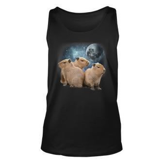 Three Capybaras And Moon Funny Capybara Humor Parody Unisex Tank Top | Mazezy
