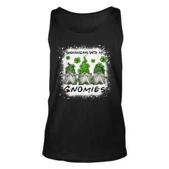 Three Gnomes Shamrock Clover Leopard Bleached St Patrick Day Unisex Tank Top - Seseable