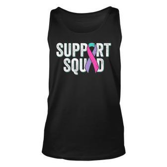 Thyroid Cancer Support Squad Friend Family Awareness Ribbon Unisex Tank Top - Seseable