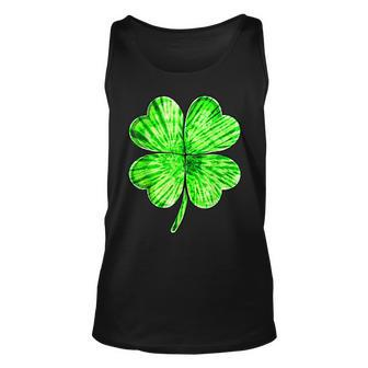 Tie Dye Shamrock Lucky Four Leaf Clover St Patricks Day Unisex Tank Top - Seseable