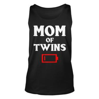 Tired Mom Of Twins Mother Funny Low Battery Mommy Mum Men Women Tank Top Graphic Print Unisex - Thegiftio UK