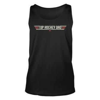 Top Hockey Dad Funny Vintage 80S Gift Father Fathers Day Unisex Tank Top - Seseable
