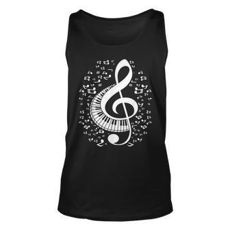 Treble Clef Keyboard Classical Music Notes Pianist Piano Unisex Tank Top | Mazezy
