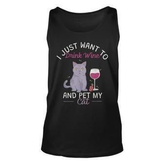 Trinke Wein Und Streichle Meine Katze Tank Top - Seseable