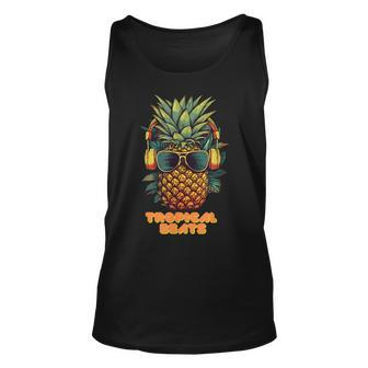 Tropical Beats Pineapple Dj Fun And Unique Summer Style Unisex Tank Top | Mazezy