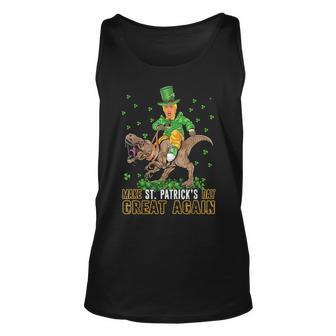 Trum Ride T Rex Make St Patricks Day Great Again Funny Unisex Tank Top - Seseable