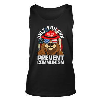 Trump Bear 45 47 Maga 2024 Only You Can Prevent Socialism Unisex Tank Top - Seseable