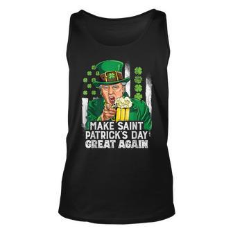 Trump Make St Patricks Day Great Again Funny Leprechaun Unisex Tank Top - Seseable