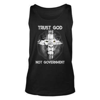 Trust God Not Government Lion Judah Faith Cross Christian Unisex Tank Top - Seseable