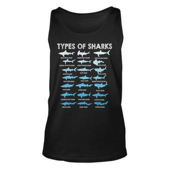 Types Of Sharks Educational Marine Biology Unisex Tank Top - Seseable
