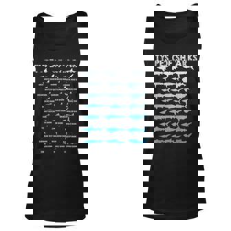 Types Of Sharks Educational Marine Biology Unisex Tank Top | Seseable FR