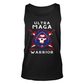 Ultra Maga Warrior Dad Anti Biden Us Flag Pro Trump Unisex Tank Top | Mazezy UK