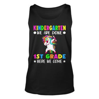 Unicorn Kindergarten We Are Done First Grade Here We Come Unisex Tank Top | Mazezy