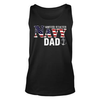 United States Vintage Navy With American Flag For Dad Gift Unisex Tank Top - Seseable