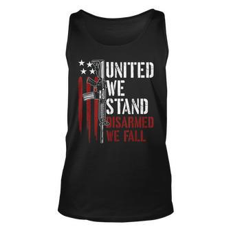 United We Stand Disarmed We Fall Gun Rights American Flag Unisex Tank Top - Seseable