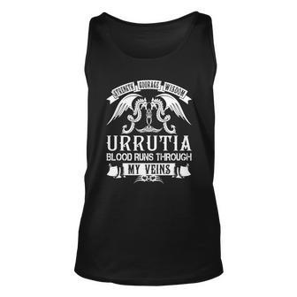Urrutia Shirts - Strength Courage Wisdom Urrutia Blood Runs Through My Veins Name Shirts Men Women Tank Top Graphic Print Unisex - Thegiftio UK