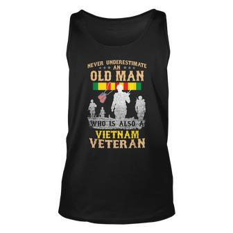 Us Veteran Never Underestimate An Old Man Vietnam Veteran Unisex Tank Top - Seseable