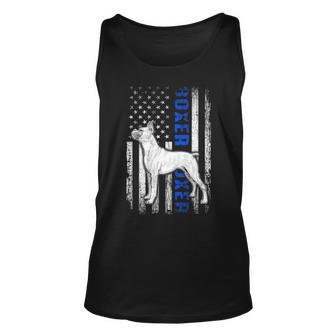 Usa Flag Clothing Police Boxer Dog Dad Gifts Thin Blue Line Unisex Tank Top - Seseable