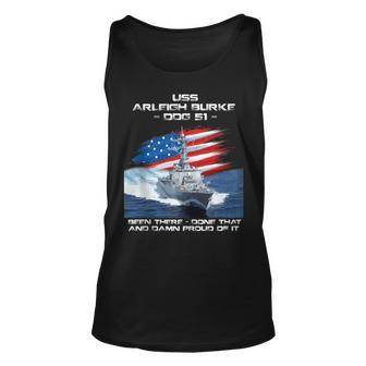 Uss Arleigh Burke Ddg-51 Destroyer Ship Usa Flag Veteran Day Unisex Tank Top - Seseable
