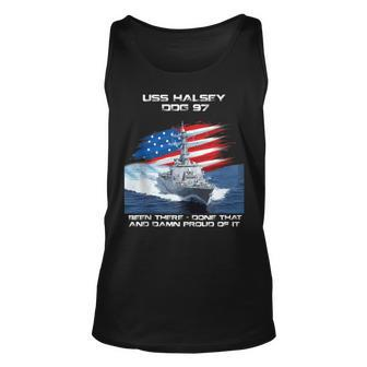 Uss Halsey Ddg-97 Destroyer Ship Usa Flag Veterans Day Xmas Unisex Tank Top - Seseable
