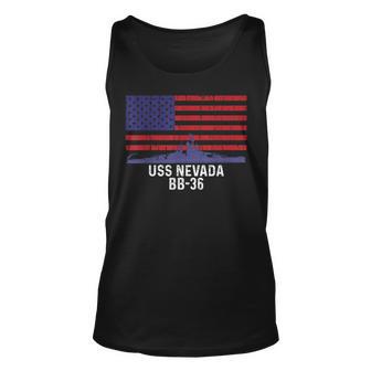 Uss Nevada Bb-36 Battleship Vintage American Flag Unisex Tank Top - Seseable