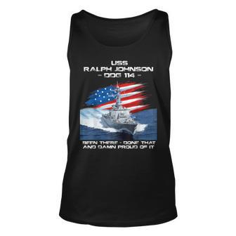 Uss Ralph Johnson Ddg-114 Destroyer Ship Usa Flag Veteran Unisex Tank Top - Seseable