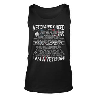 Veteran Creed Proud Veterans Dad Grandpa Men Unisex Tank Top - Seseable