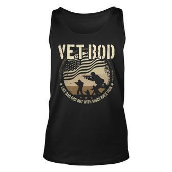 Veteran Fathers Day Vet Bod Like Dad Bod But More Knee Pain Unisex Tank Top - Seseable