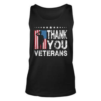 Veterans Day Gifts Thank You Veterans Us American Flag V2 Unisex Tank Top - Seseable