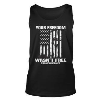 Veterans Day Gifts Your Freedom Wasnt Free Military Us Flag Unisex Tank Top - Seseable