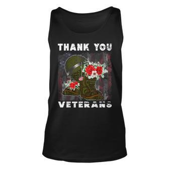 Veterans Thank You Vintage American Flag Veterans Day Unisex Tank Top - Seseable