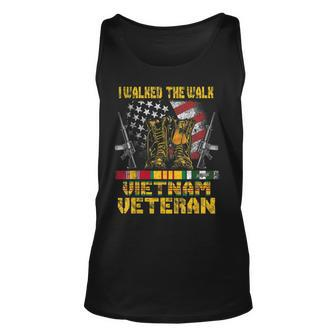 Vietnam Veteran With Us Flag With Combat Boots Patriotic Unisex Tank Top - Seseable