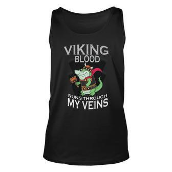 Viking Blood Runs Through My Veins - Viking Crocodile Unisex Tank Top - Thegiftio UK