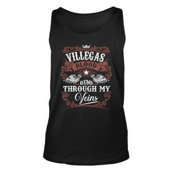 Villegas Blood Runs Through My Veins Family Name Vintage Unisex Tank Top - Thegiftio UK