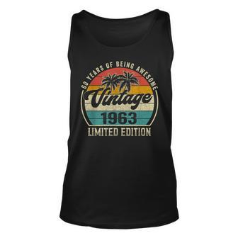 Vintage 1963 Birthday Gifts For Men 60Th Bday 60 Year Old Unisex Tank Top | Mazezy