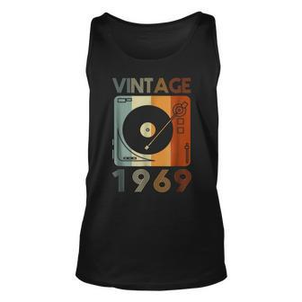 Vintage 1969 Retro Record Player Birthday Vinyl Dj Unisex Tank Top | Mazezy